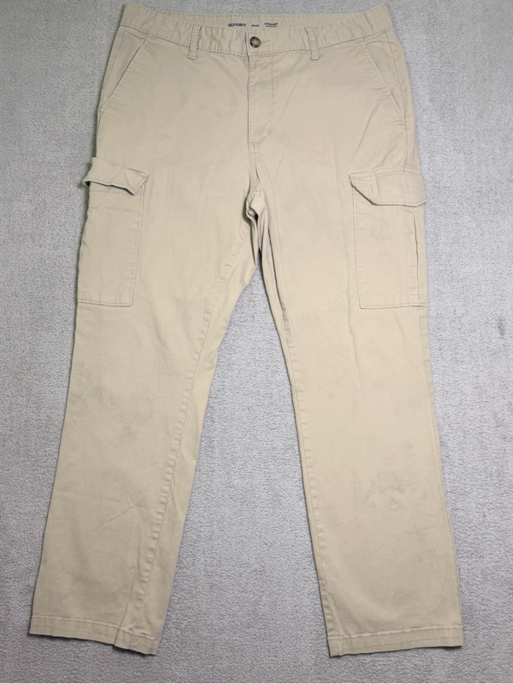 Old Navy Cargo Pants Mens 38x32 (Actual 36x30) Built In Flex Straight Fit Beige